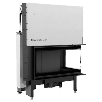 Kominek powietrzny KRATKI NADIA prawy 14 kW Ø 200 Gilotyna czarne wyłożenie