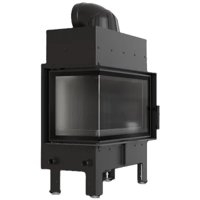 Kominek powietrzny stalowy KRATKI FLOKI M lewy 10 kW Ø 200 czarne wyłożenie