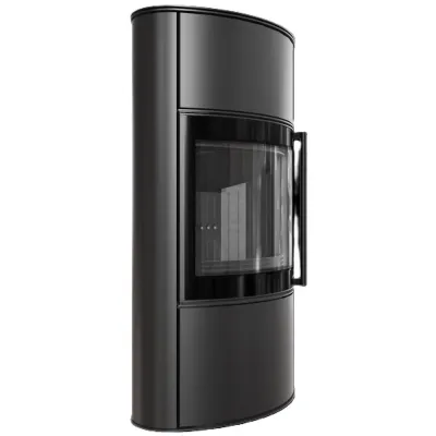 Piec stalowy KRATKI BJORN/W Ø 150 8 kW czarne wyłożenie
